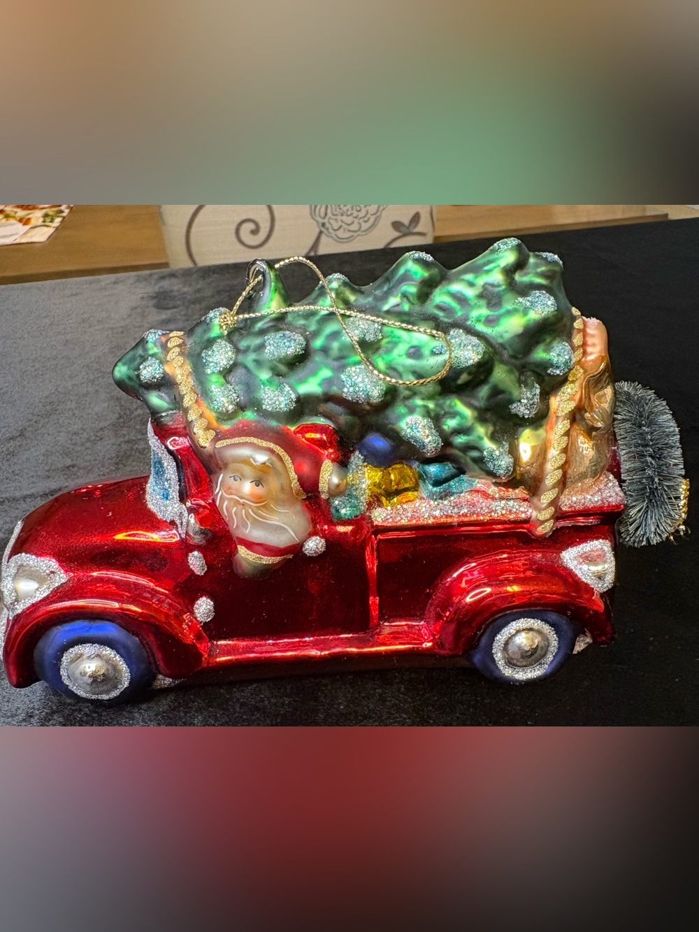 Vintage Christmas Delivery Truck Glass Ornament - Picture 4 of 10